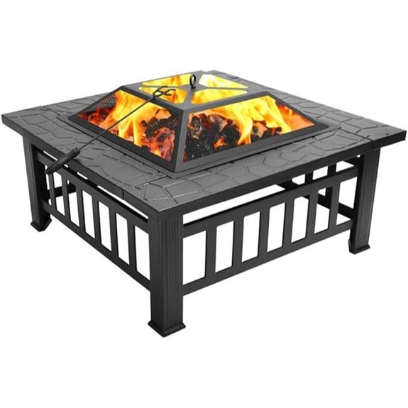 VINGLI 32in Wood Fire Pit with Mesh Lid