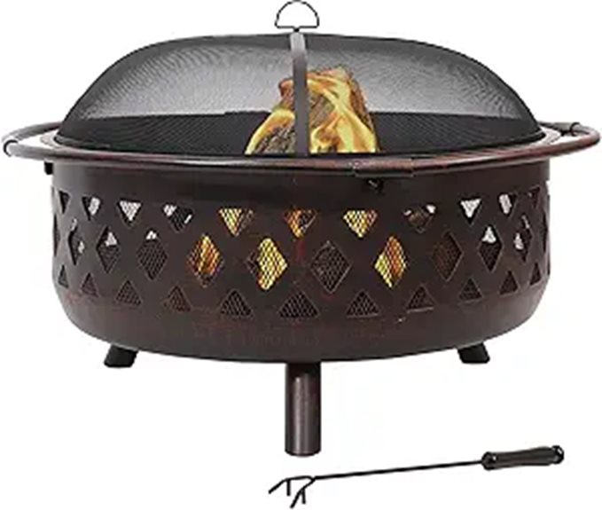 Sunnydaze 36-Inch Crossweave Outdoor Wood-Burning Fire Pit