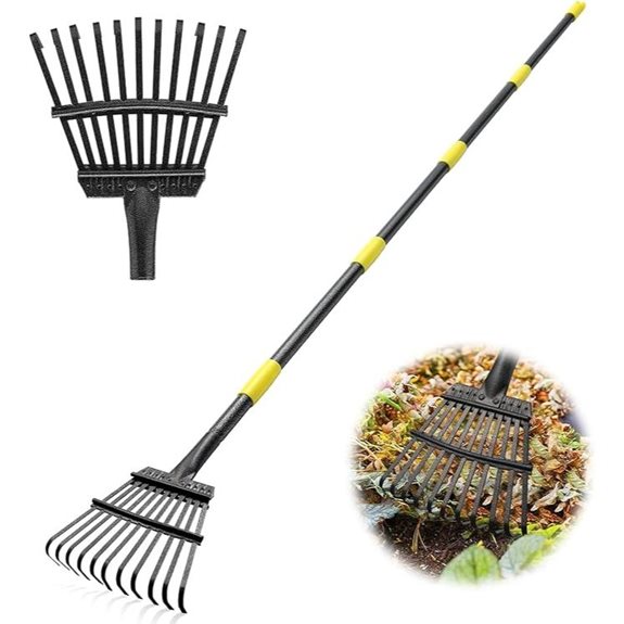 Garden Rake for Leaves with Adjustable Handle