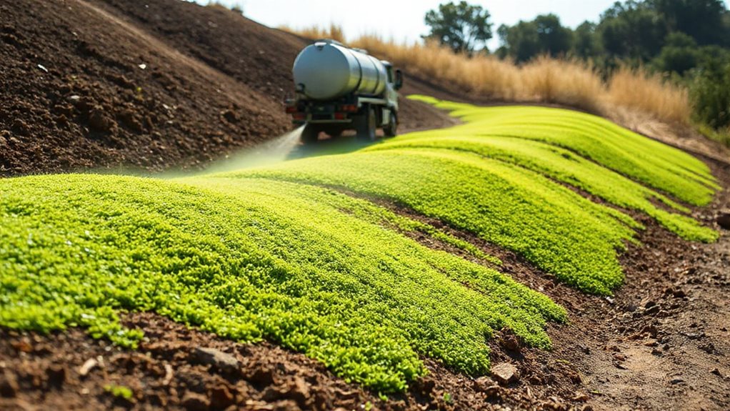 fast uniform hydroseeded slope cover