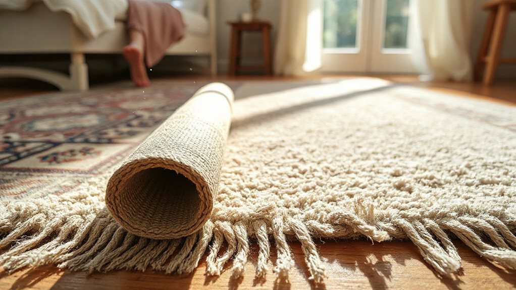 layered thick rugs reduce echo