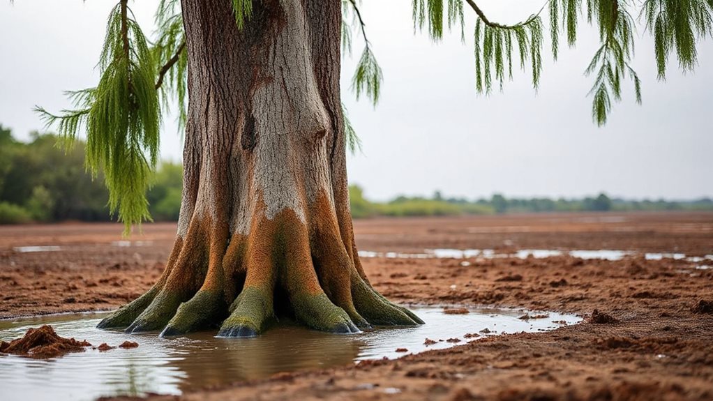 trees thriving in wet clay