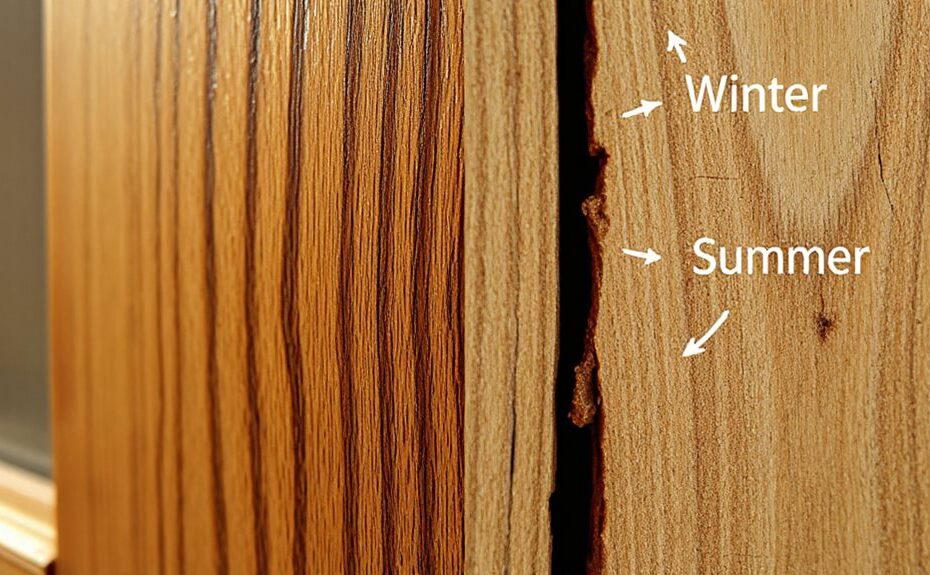 wood absorbs moisture expanding