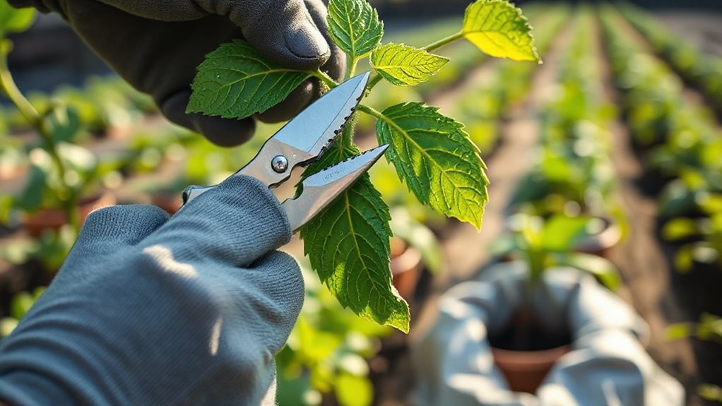 45 degree angled cuts above buds
