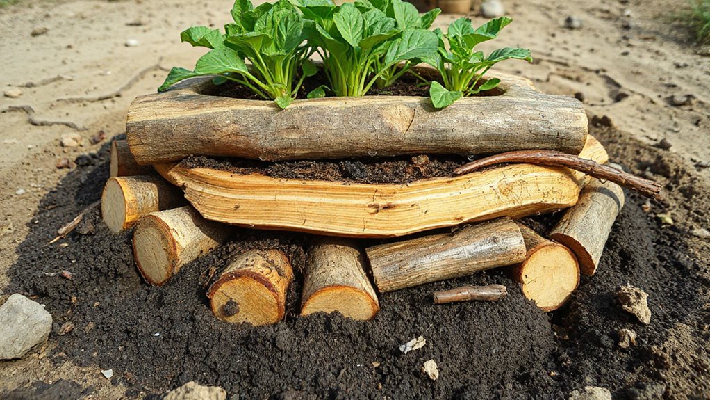 buried hardwood logs retain moisture