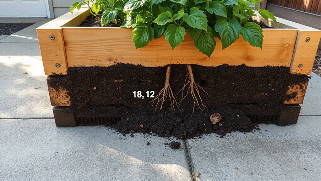 deep raised beds on pavement