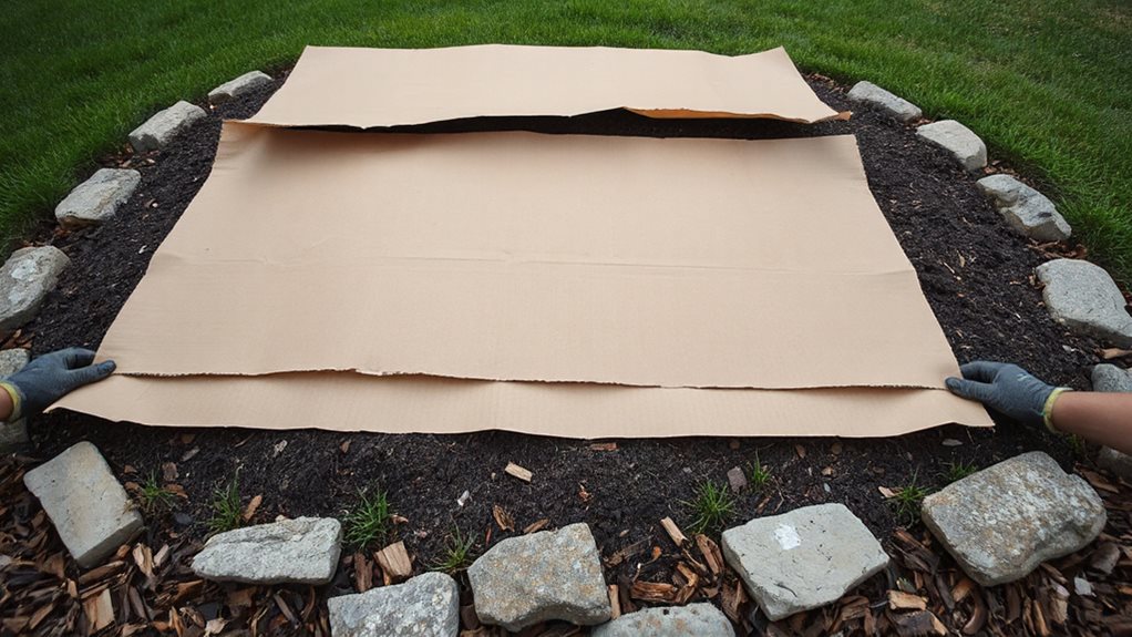 mow cardboard compost mulch
