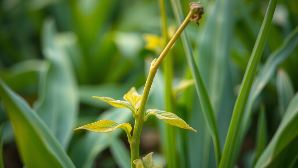 stunted spindly stems from nitrogen