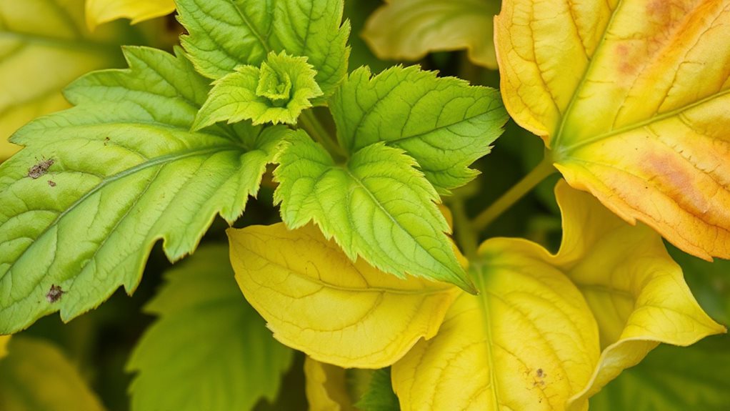uniform yellowing of older leaves
