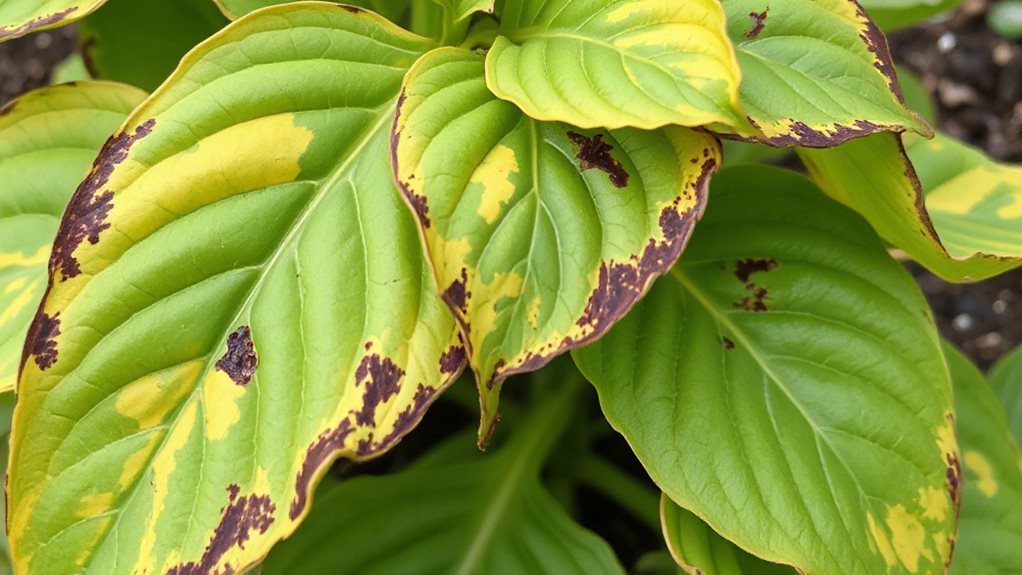 yellowing along older leaf edges