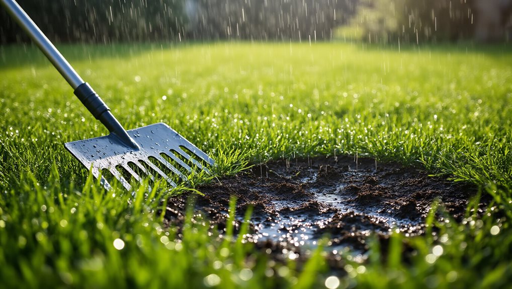 aerating lawn improves drainage and drought resilience
