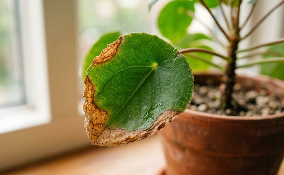 brown tips on plant leaves