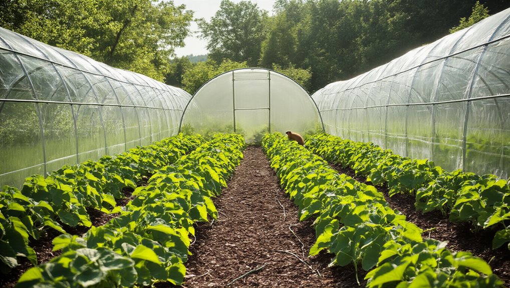 cucumber hoop house barrier