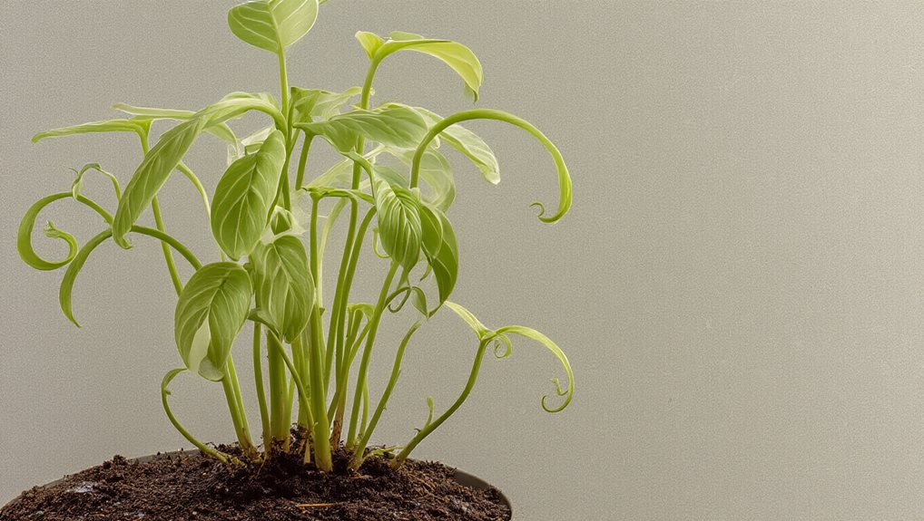 dry soil drooping brittle leaves