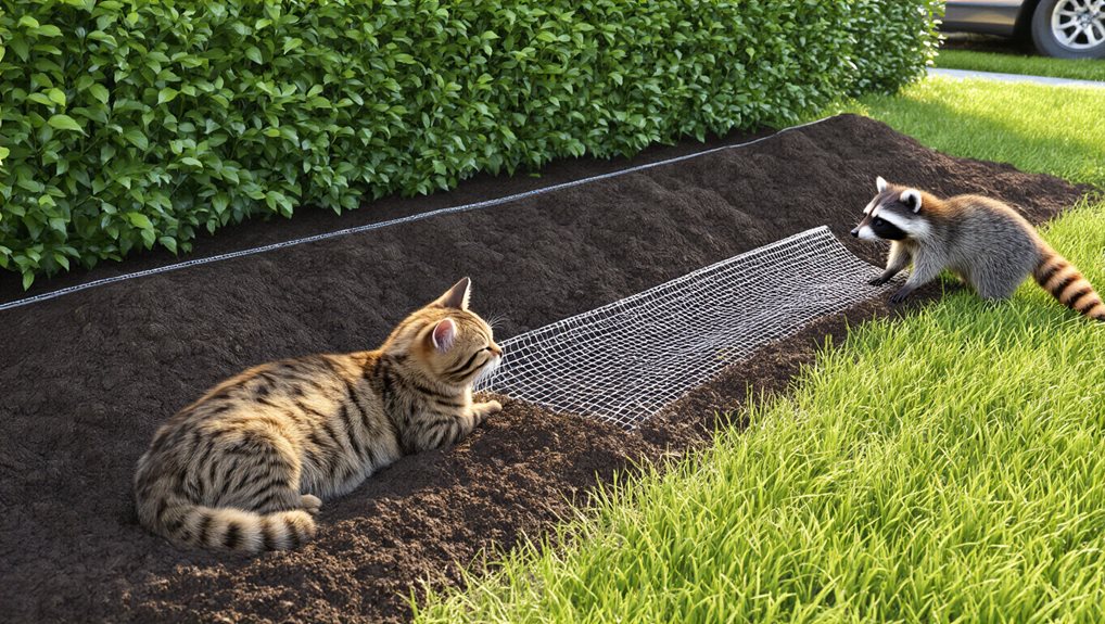lay poultry wire over grass securely