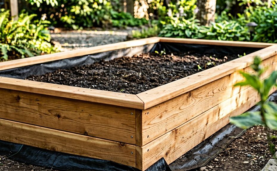 line raised garden bed lining