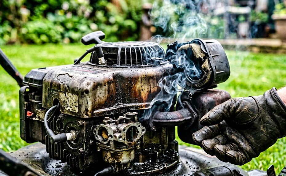 mower emitting burning smell