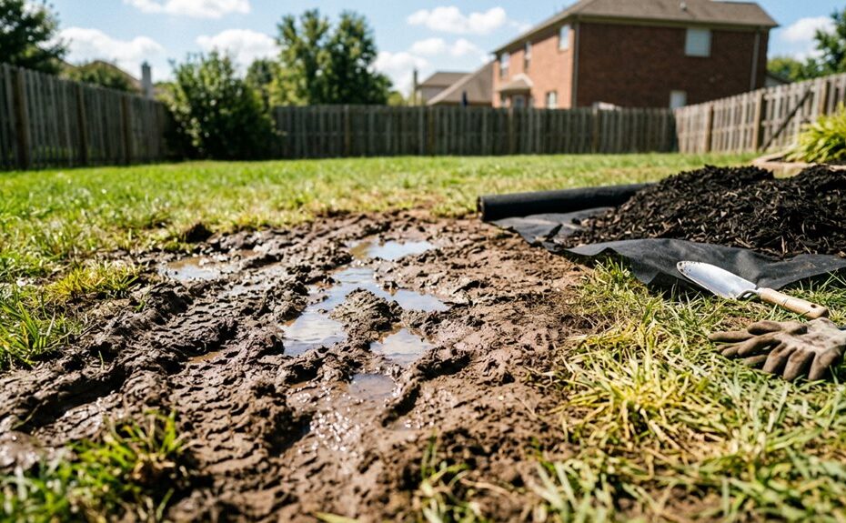 muddy lawn areas drainage issue