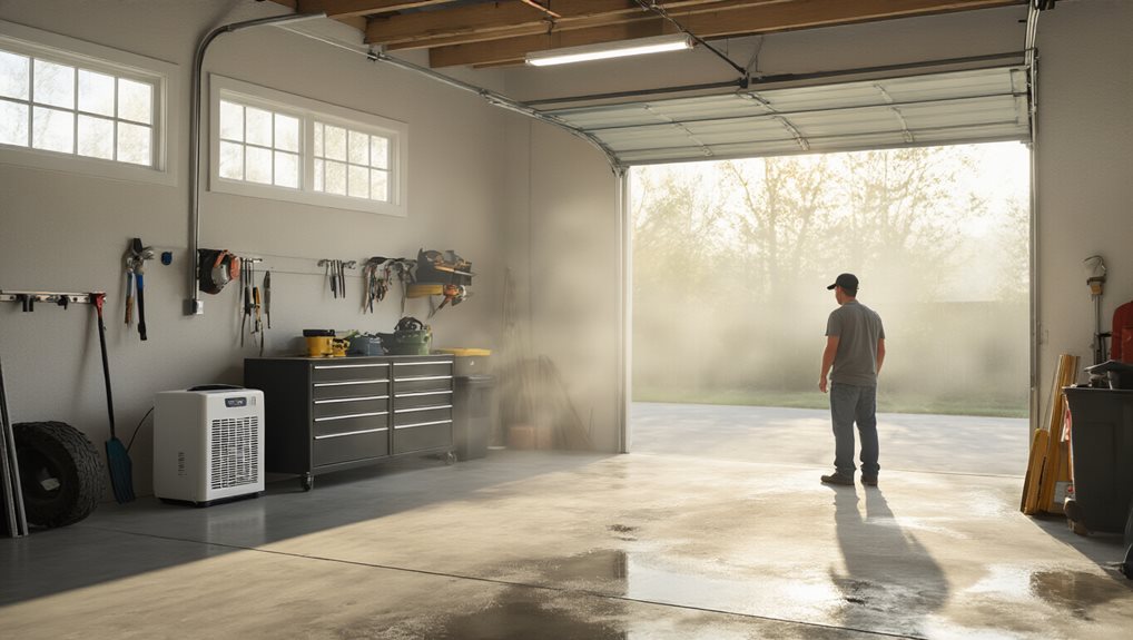 musty garage odors indicate high humidity and poor ventilation