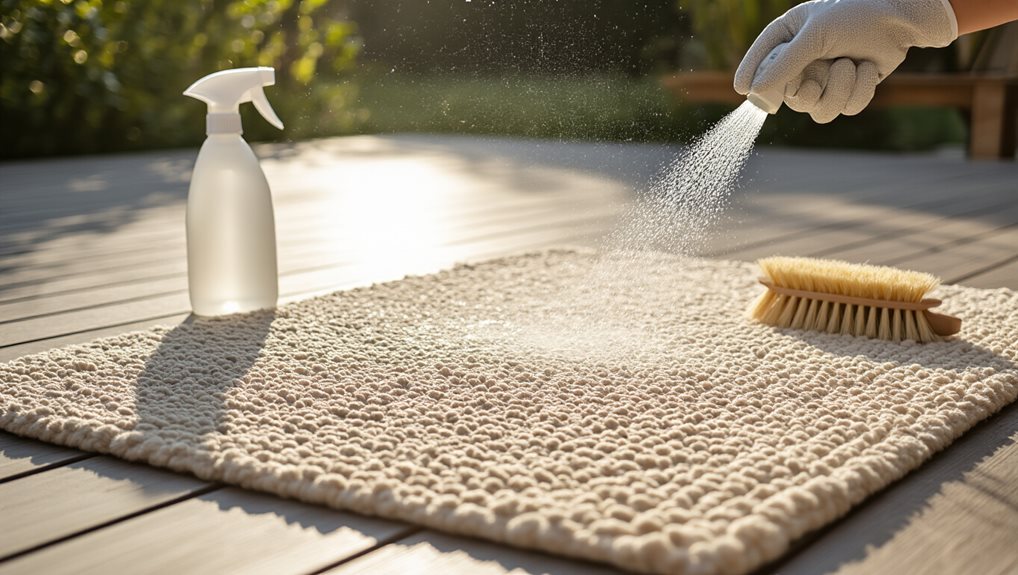 rinse rug gently with water