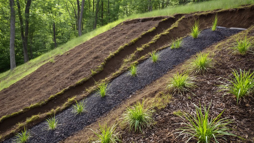 slopes stabilized by integrated drainage