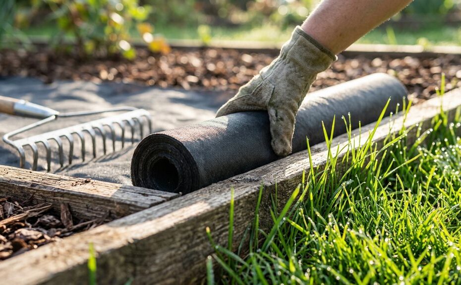 stop grass from invading beds