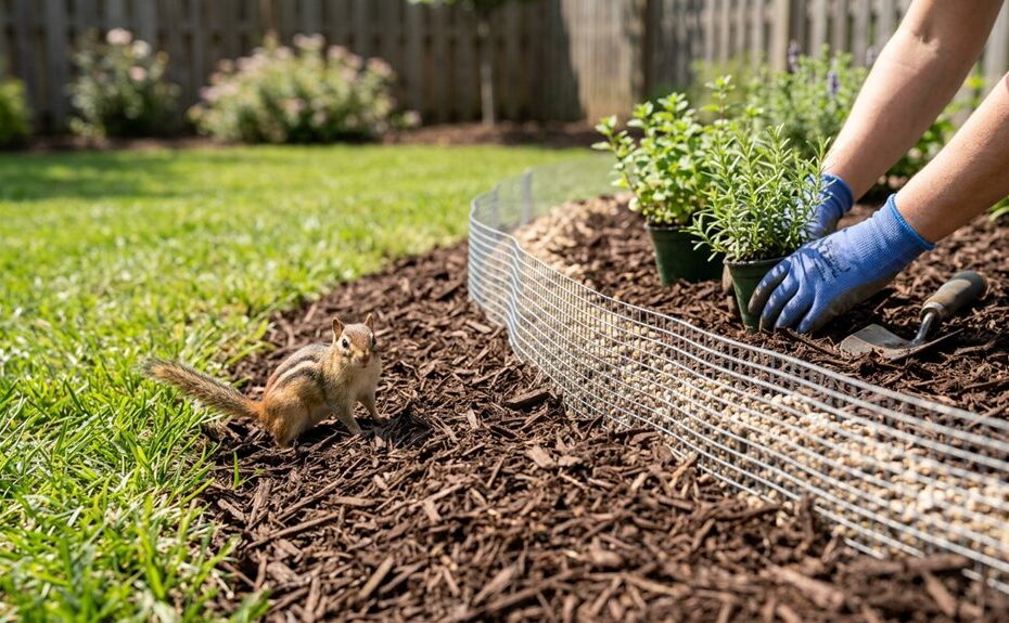 stopping chipmunks digging in yard