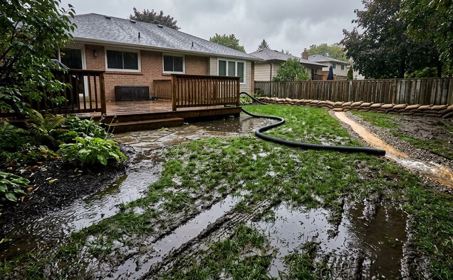 stopping yard flooding after heavy rain