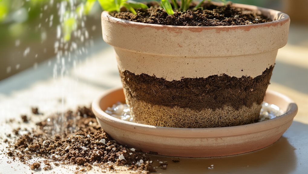 two hole pots with drainage layers