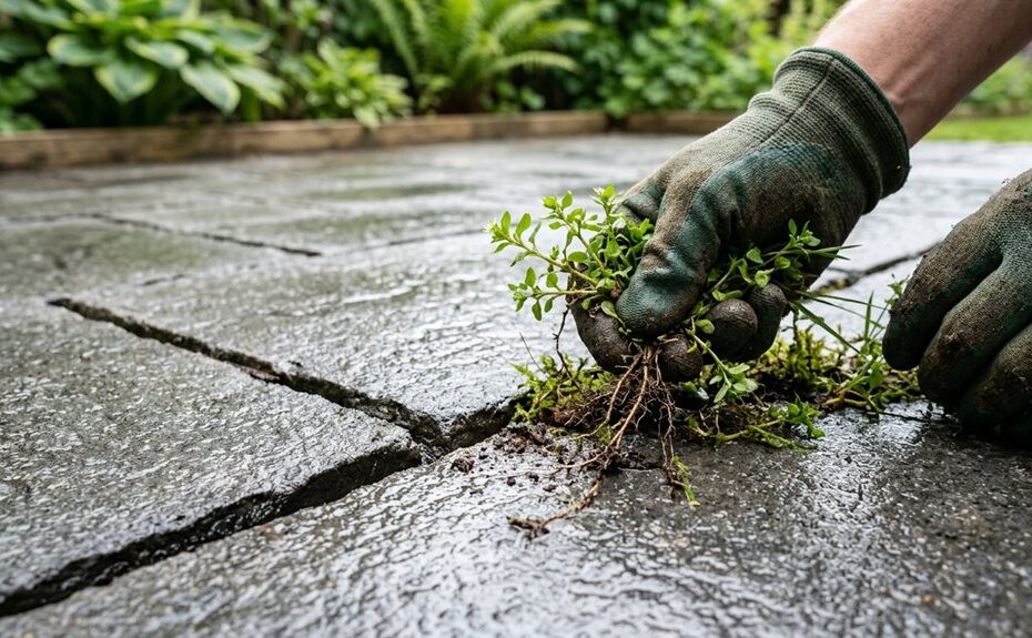 weeds between pavers elimination