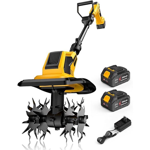 Cordless Tiller with 48 Steel Tines and Batteries
