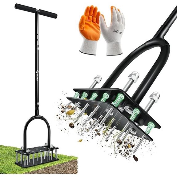 Manual Lawn Aerator with Spikes and Gloves