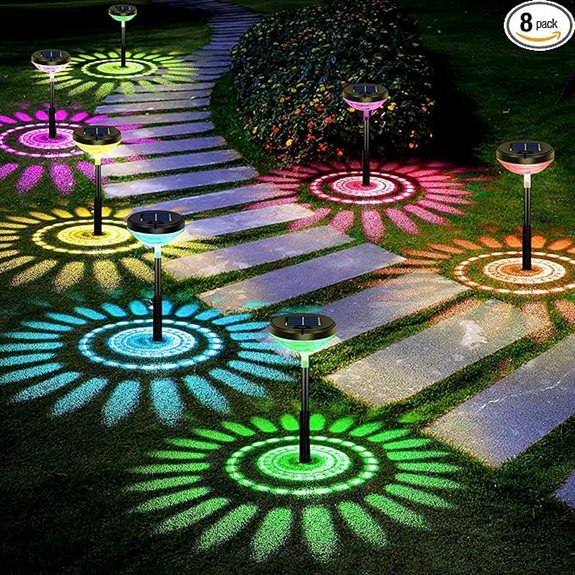 Nupostai 8 Pack Solar Pathway Lights Waterproof Multicolor