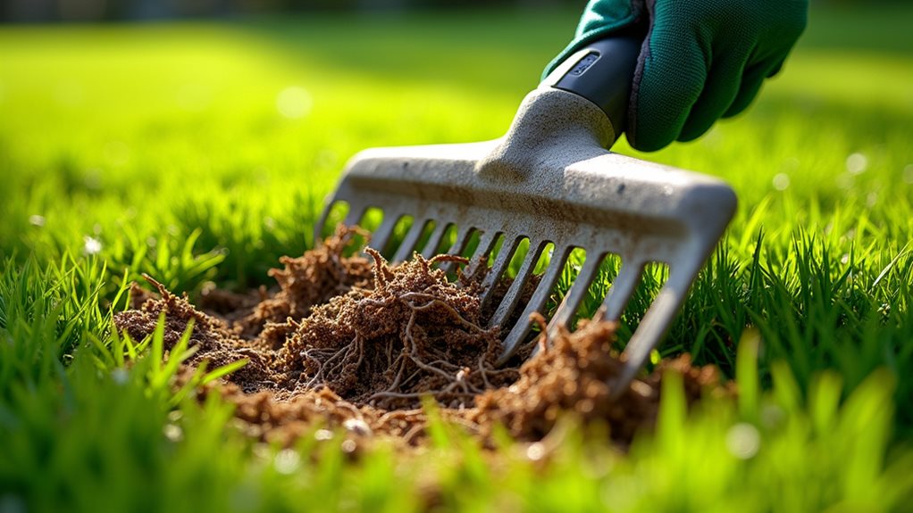 dethatch rake water fertilize