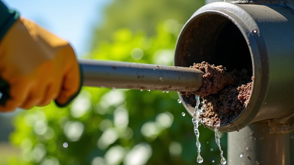 ground level downspout clearing