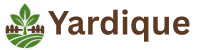Yardique logo with green sprout and brown text